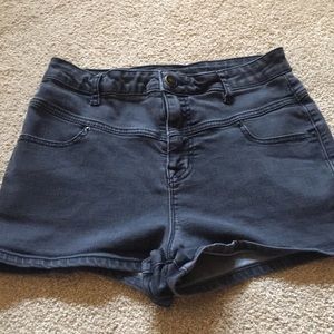 Black/Grey High Waisted Jean Shorts